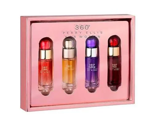 Estuche Minis Perry Ellis Mujer (360 + Coral + Purple + Red) 4pzs 4.5ml