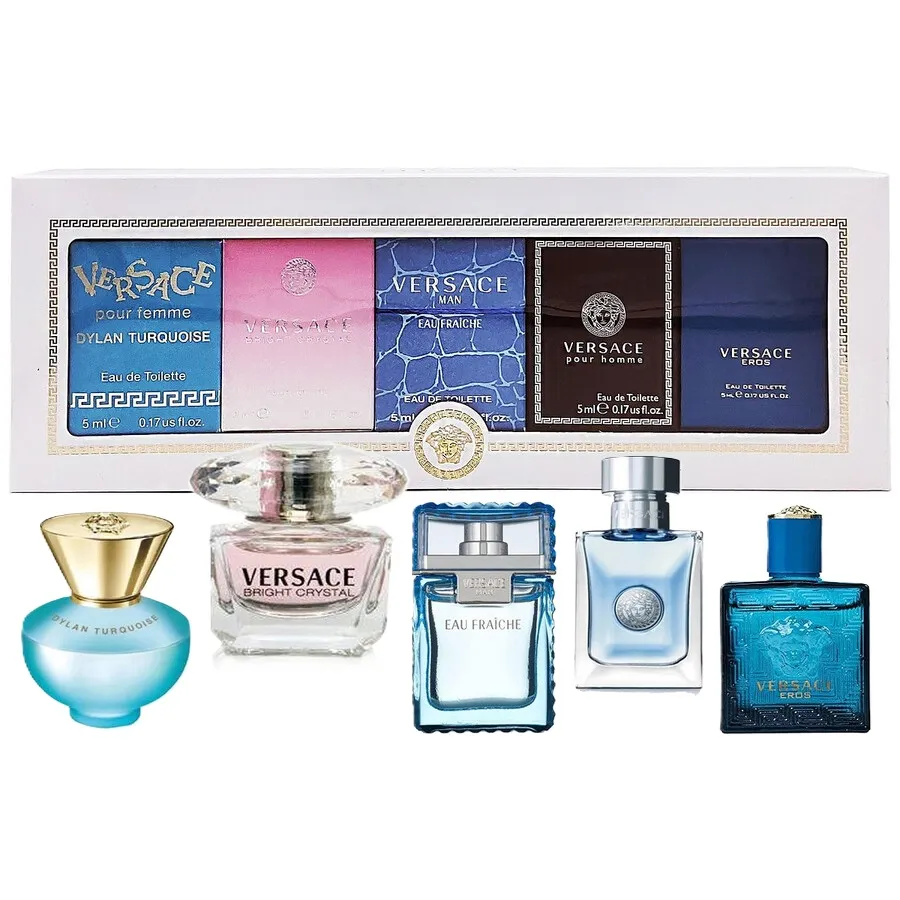 Estuche Minis Versace Unisex (Turquoise + Bright Crystal + Man Eau Fraiche + Versace Hombre + Eros) 5pzs 5ml