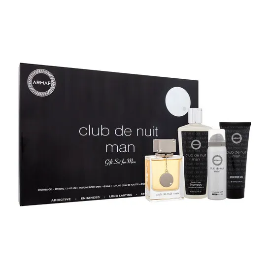 ESTUCHE ARMAF CLUB DE NUIT HOMBRE 4PZS 105ML EDP + SHAMPOO + GEL DE BAÑO + SPLASH