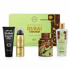 ESTUCHE ARMAF ODYSSEY DUBAI CHOCOLATE UNISEX 4PZS 100ML EDP + SPLASH + SPARY + CREMA