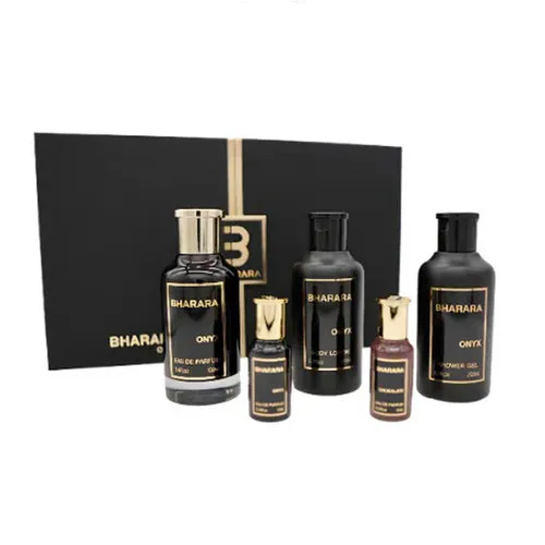 ESTUCHE BHARARA BHARARA ONYX HOMBRE 5PZS 100ML EDP + 10ML EDP + 10ML EDP + GEL DE BAÑO + CREMA