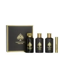 ESTUCHE JO MILANO GAME OF SPADES WILDCARD UNISEX 3PZS 100ML PERFUM + 8ML RECARGABLE + CREMA + GEL DE BAÑO