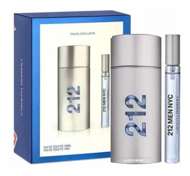 ESTUCHE CAROLINA HERRERA 212 HOMBRE 2PZS 100ML EDT + 10ML EDT