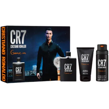 ESTUCHE CRISTIANO RONALDO CR7 GAME ON HOMBRE 3PZS 100ML EDT + GEL DE BAÑO + SPLASH