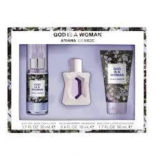 ESTUCHE ARIANA GRANDE GOD IS WOMAN MUJER 3PZS 100ML EDP + SPLASH + CREMA