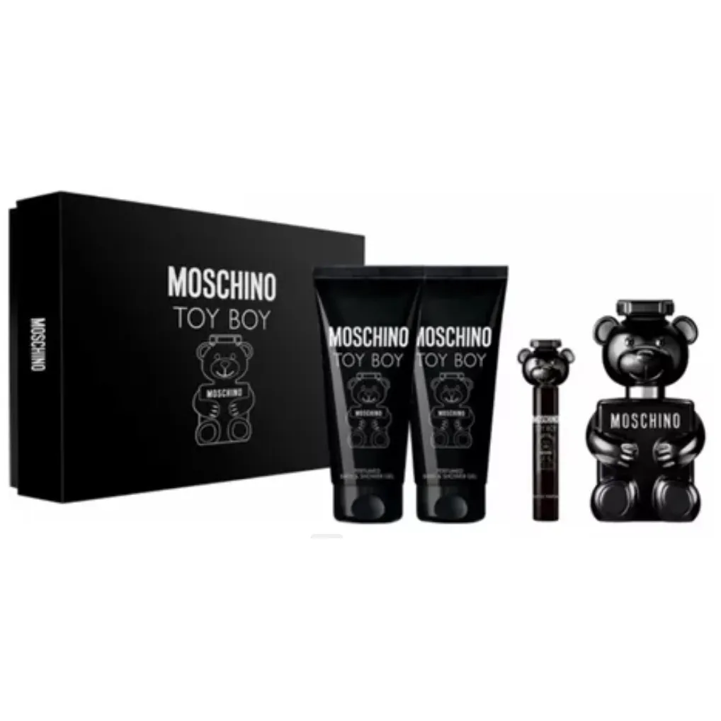 ESTUCHE MOSCHINO TOY BOY HOMBRE 4PZS 100ML EDP + 10 ML + AFTER SHAVE + GEL DE BAÑO + AFTER SHAVE