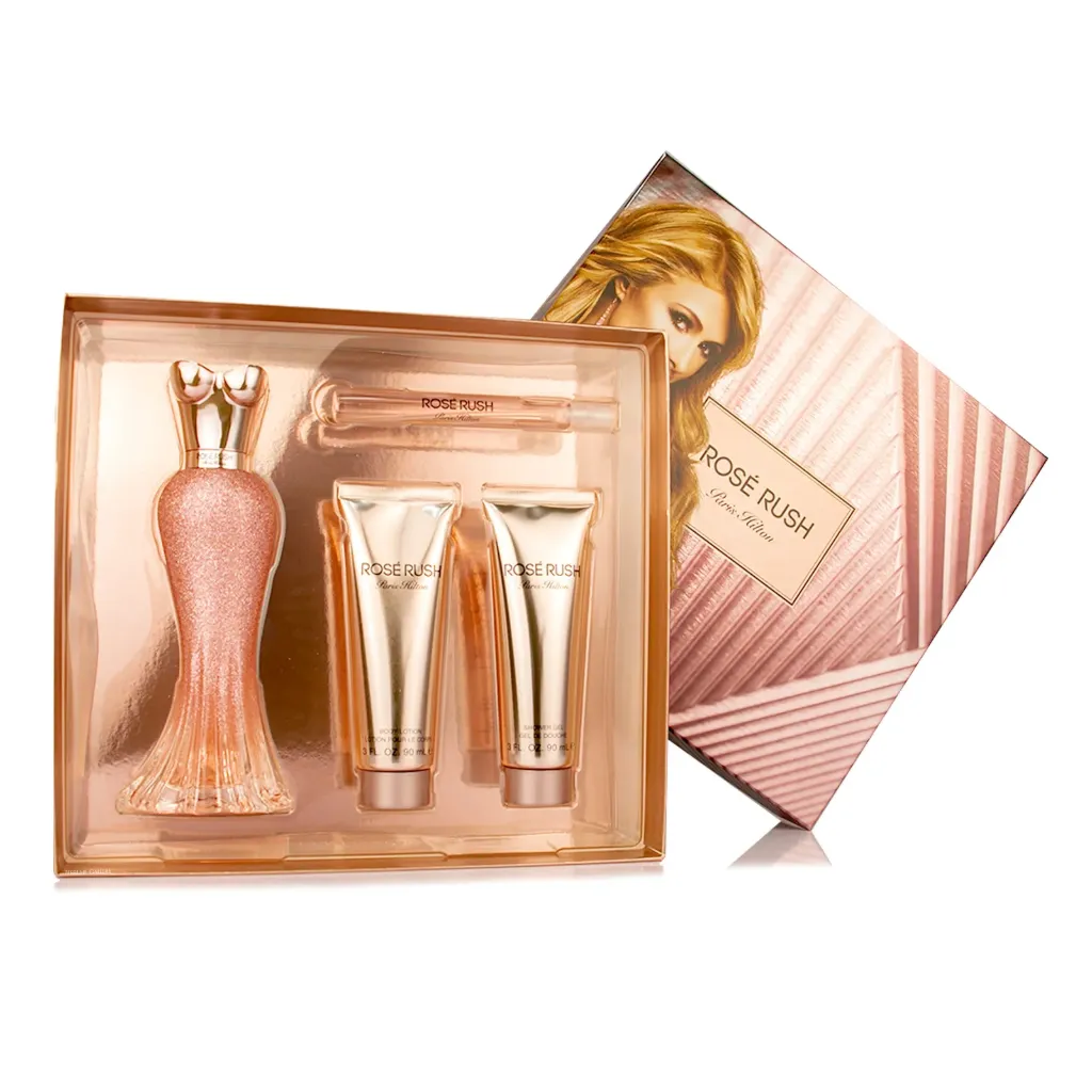 ESTUCHE PARIS HILTON ROSE RUSH MUJER 4PZS 100ML EDP + 10ML + GEL DE BAÑO + CREMA