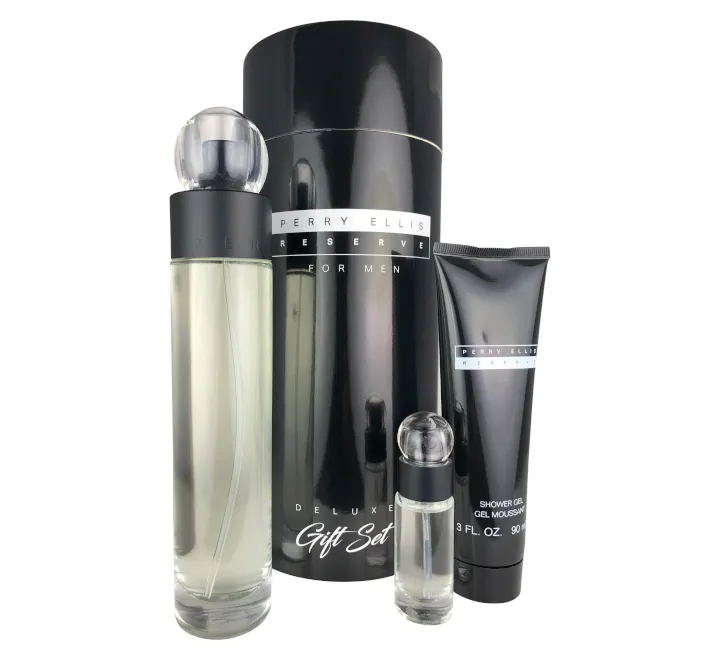 ESTUCHE PERRY ELLIS RESERVA CILINDRO HOMBRE 3PZS 100ML EDT + 7.5ML EDT + GEL DE BAÑO