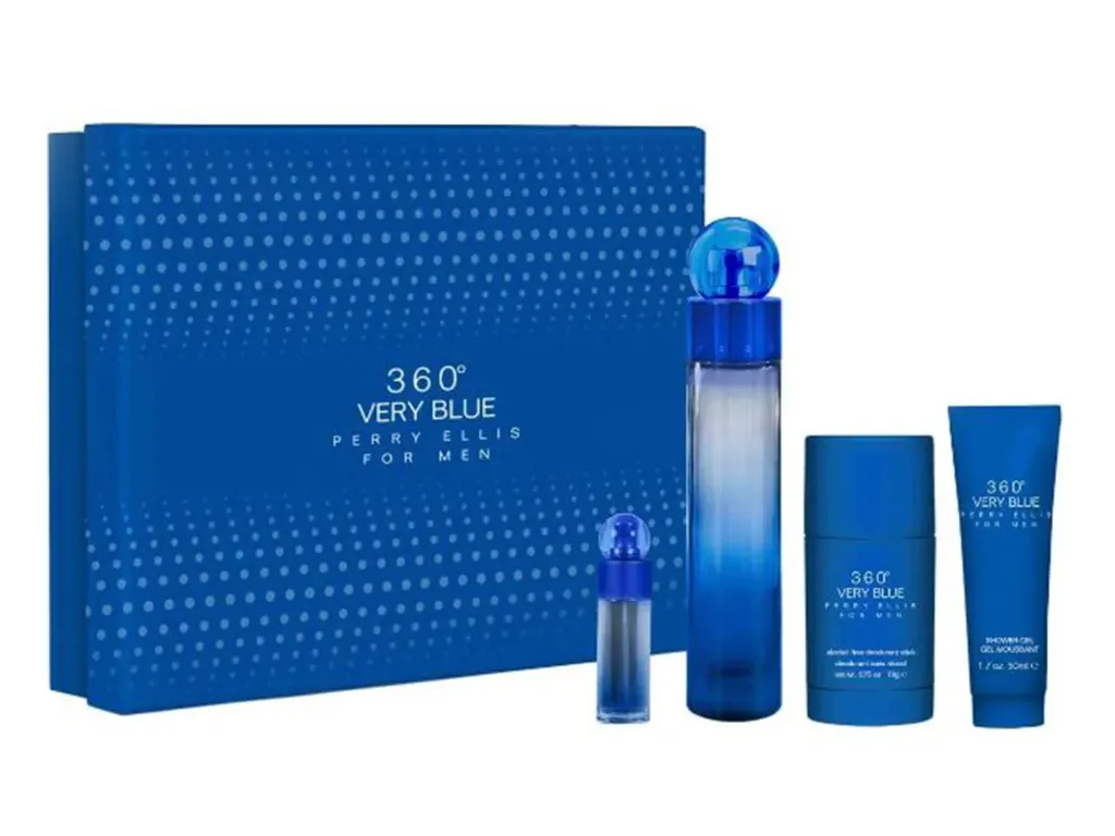 ESTUCHE PERRY ELLIS 360 VERY BLUE HOMBRE 4PZS 100ML EDT + 7.5ML + DESODORANTE + AFTER SHAVE