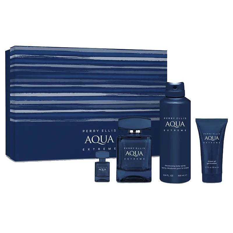 ESTUCHE PERRY ELLIS PERRY AQUA EXTREME HOMBRE 100ML EDT + 7.5ML EDT + DESODORANTE + GEL DE BAÑO