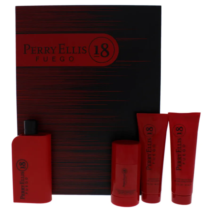 ESTUCHE PERRY ELLIS 18 FUEGO HOMBRE 4PZS 100ML EDT + DESODORANTE + GEL DE BAÑO + AFTER SHAVE