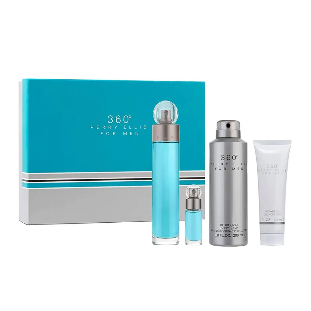 ESTUCHE PERRY ELLIS 360 HOMBRE 4PZS 100ML EDP + 7.5ML EDP + CREMA + DESODORANTE