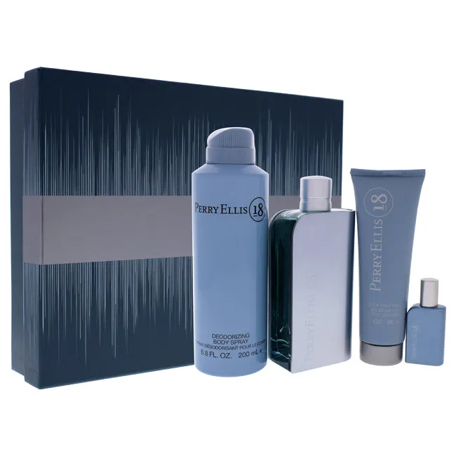 ESTUCHE PERRY ELLIS 18 HOMBRE 4PZS 100ML EDP + 7.5ML EDP + CREMA + GEL DE BAÑO