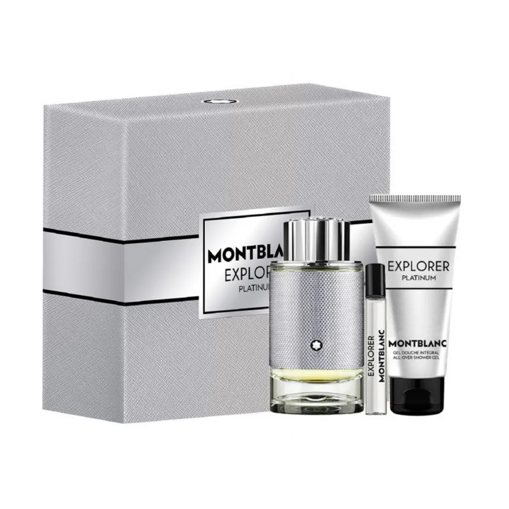 ESTUCHE MONT BLANC EXPLORER PLATINUM HOMBRE 3PZS 100ML EDT + 7.5ML EDT + GEL DE DUCHA